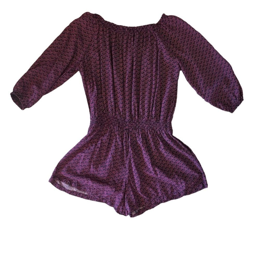Banana Republic Factory Purple Printed Romper - Picture 2 of 11